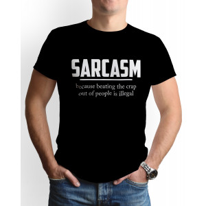 Tricou barbat personalizat, "Sarcasm", bumbac, Oktane, negru